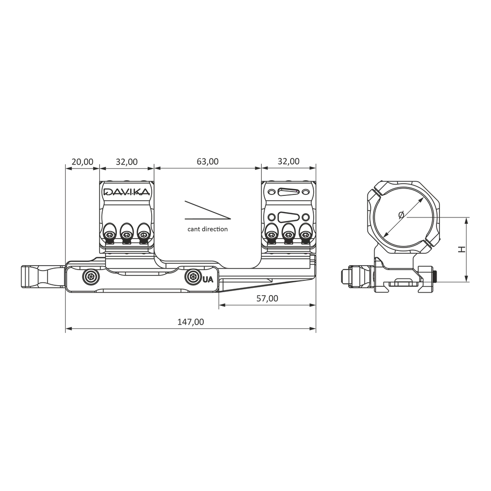 30mm kikkertsikte montering cantilever | Picatinny QD Ergo base