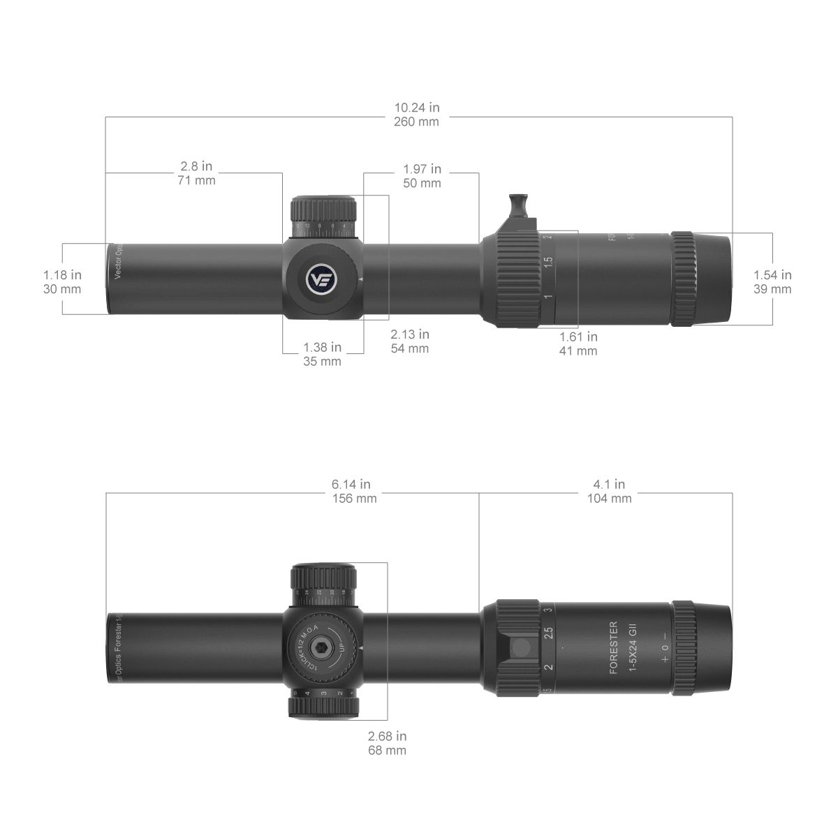 Vector Optics Forester 1-5x24SFP GenII riflekikkertsikte