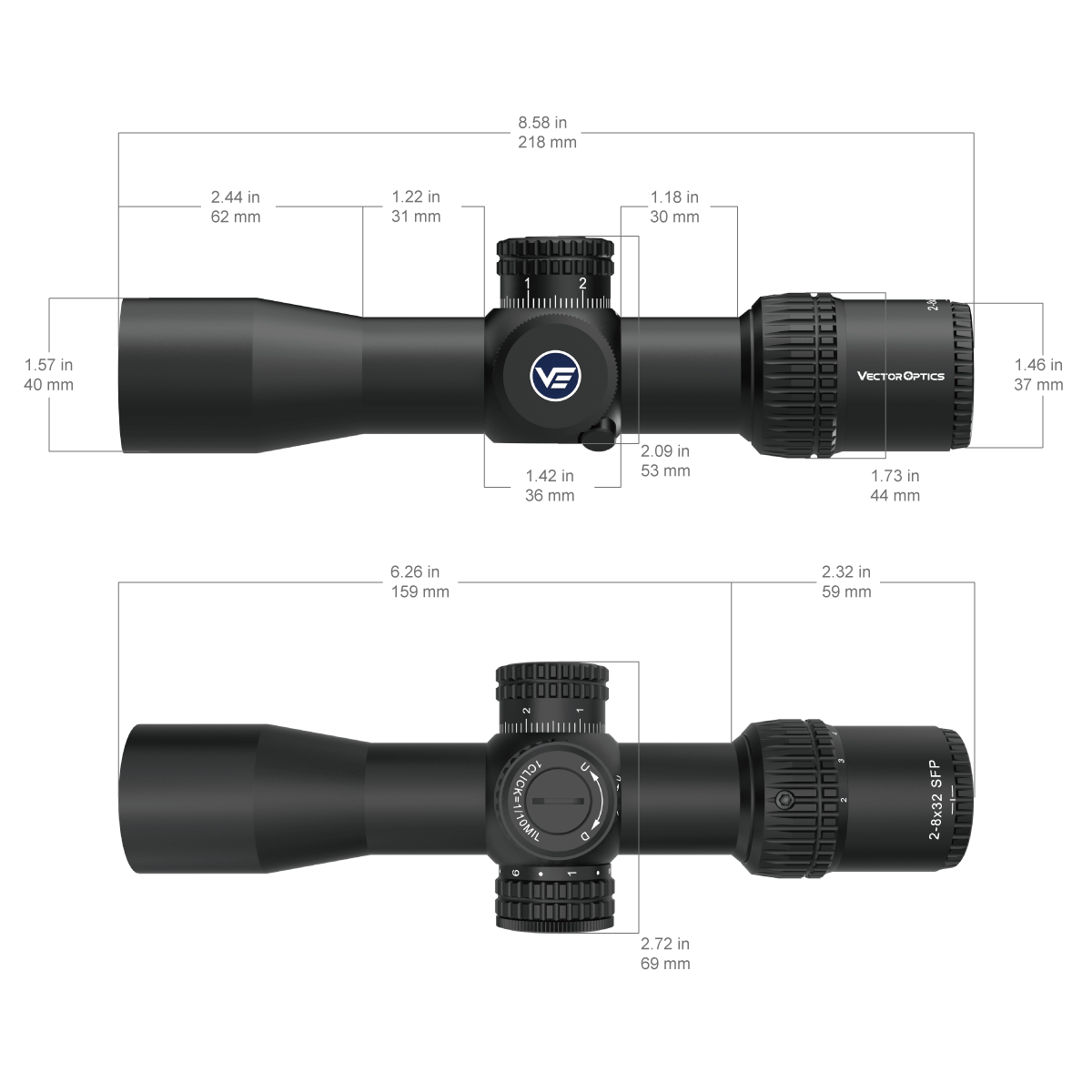 Vector Optics Veyron 2-8x32IR kompakt riflesikte
