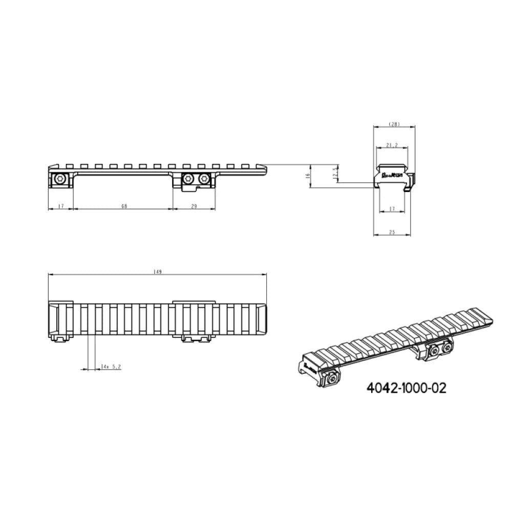 CZ 550 & CZ 557 Picatinny-skinne | Kort
