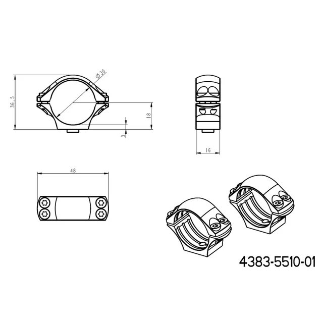 30mm montasjeringer | lang Picatinny QD taktisk base