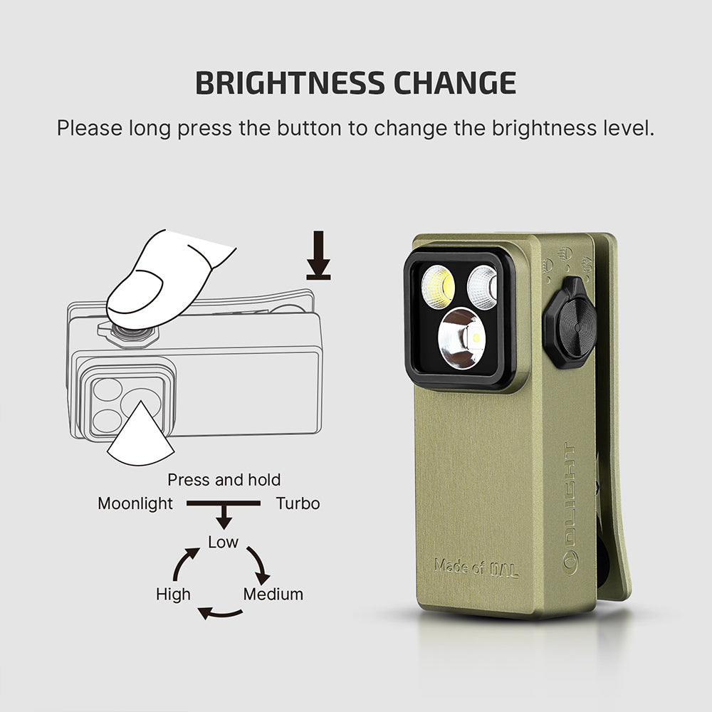 Olight Oclip Ultra | 3-i-1 clip-on EDC-lykt | 530 lm - Olive Green