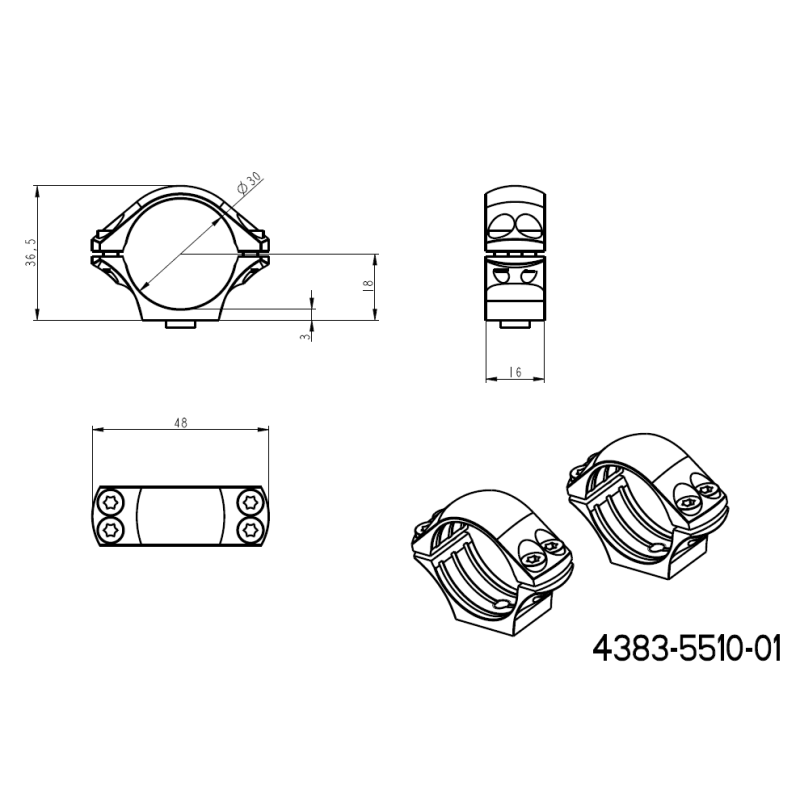 30mm montasjeringer | en-delt picatinny base med spaker 