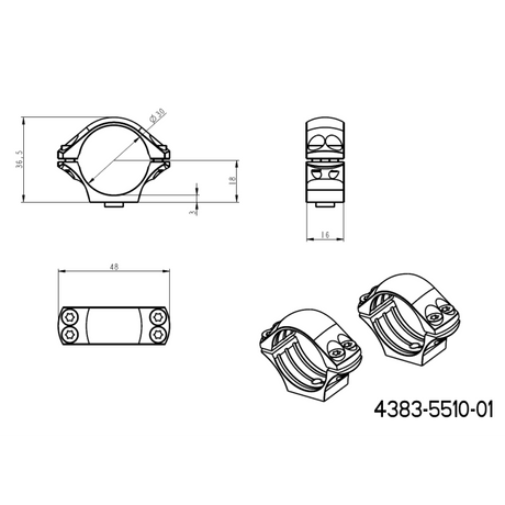 30 mm montasjeringer | todelt Picatinny QD Ergo-base 