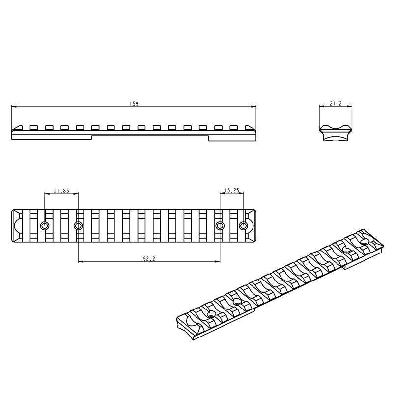 CZ 600 Picatinny-skinne | Medium 