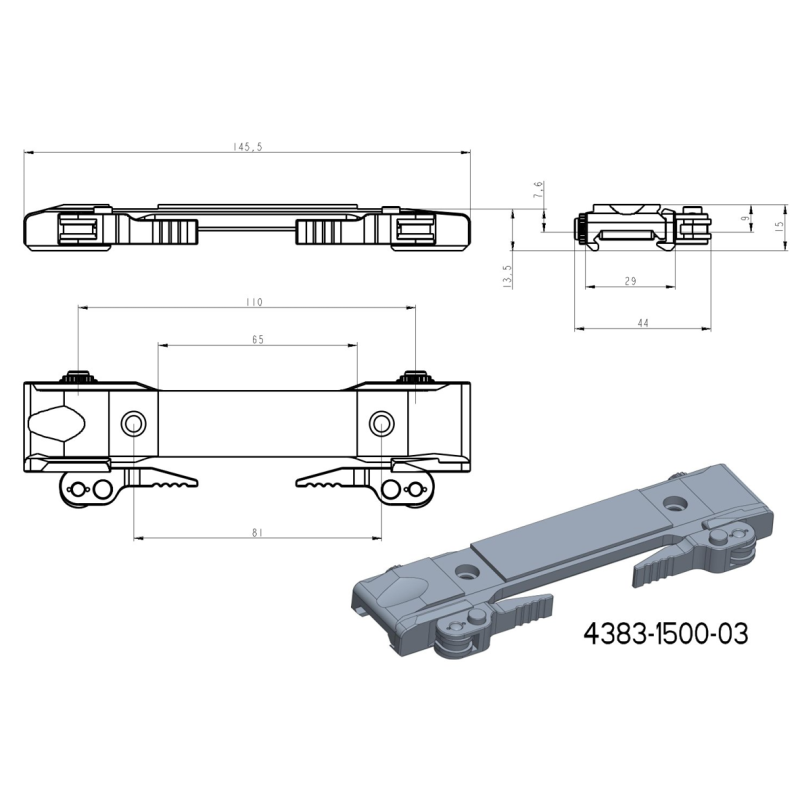 Base for JK-N adaptere | picatinny base med QD-spaker [lang] 