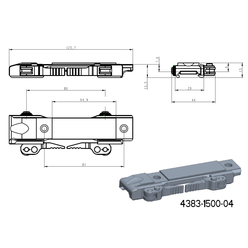 Base for JK-N adapters | picatinny base med QD spaker [kort] 