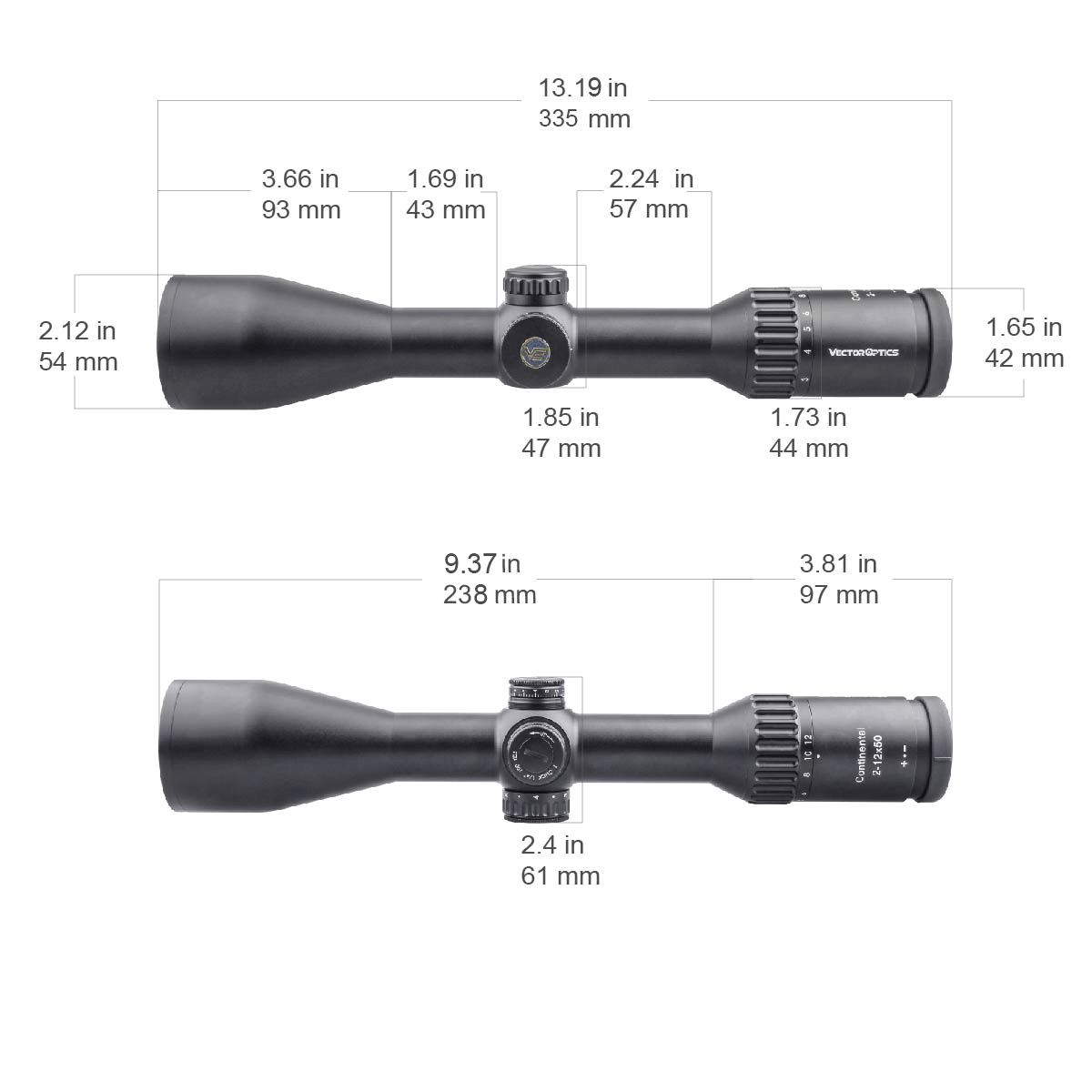 Vector Optics Continental 2-12x50 SFP riflekikkert 