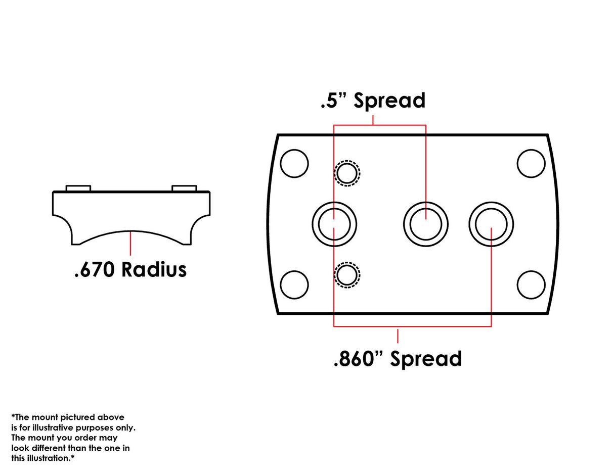 Universal hagle / rifle [.670" Radius] rødpunktsikte montasje | type S 