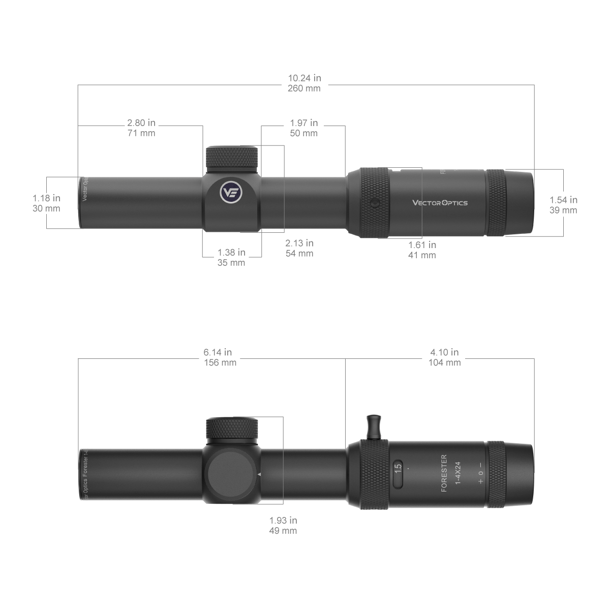 Vector Optics Forester 1-4x24SFP riflekikkert 