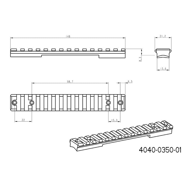 Howa 1500S picatinny-skinne 