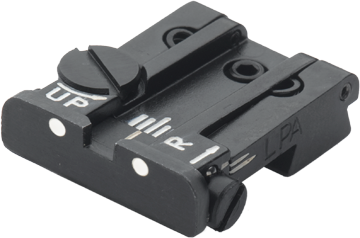 Tanfoglio Limited, EAA Witness, IWI Jericho, Springfield P9 fullt justerbart baksikte [gammel svalehale 9,5 mm] | med hvite prikker 