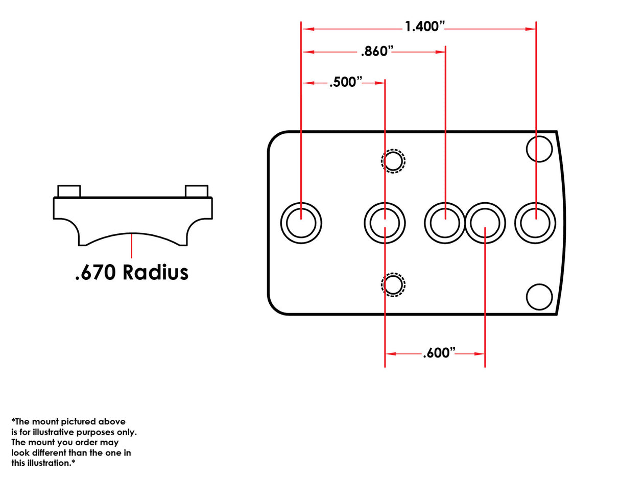 Universal hagle / rifle [.670" radius] red dot-montasje 