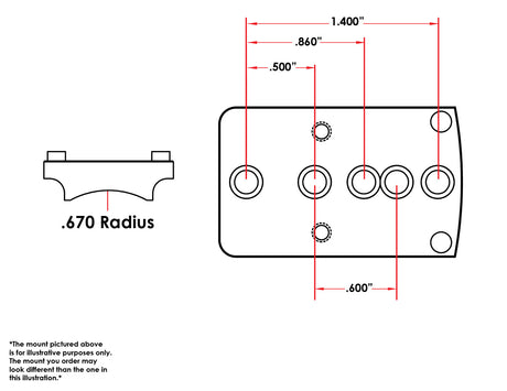 Universal hagle / rifle [.670’’ Radius] rødpunktsiktemontasje | Trijicon RMR footprint
