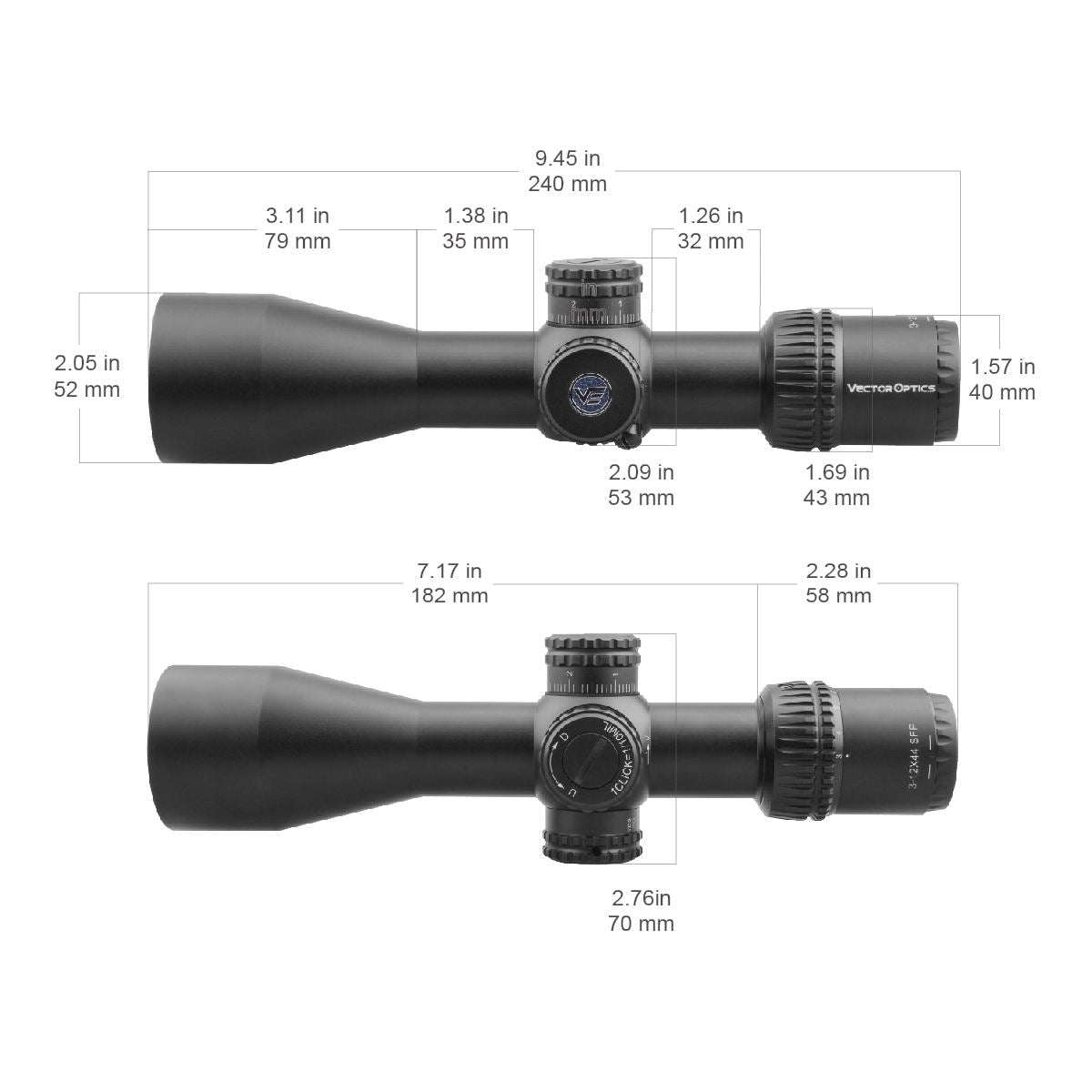 Vector Optics Veyron 3-12x44 SFP kompakt riflekikkert 