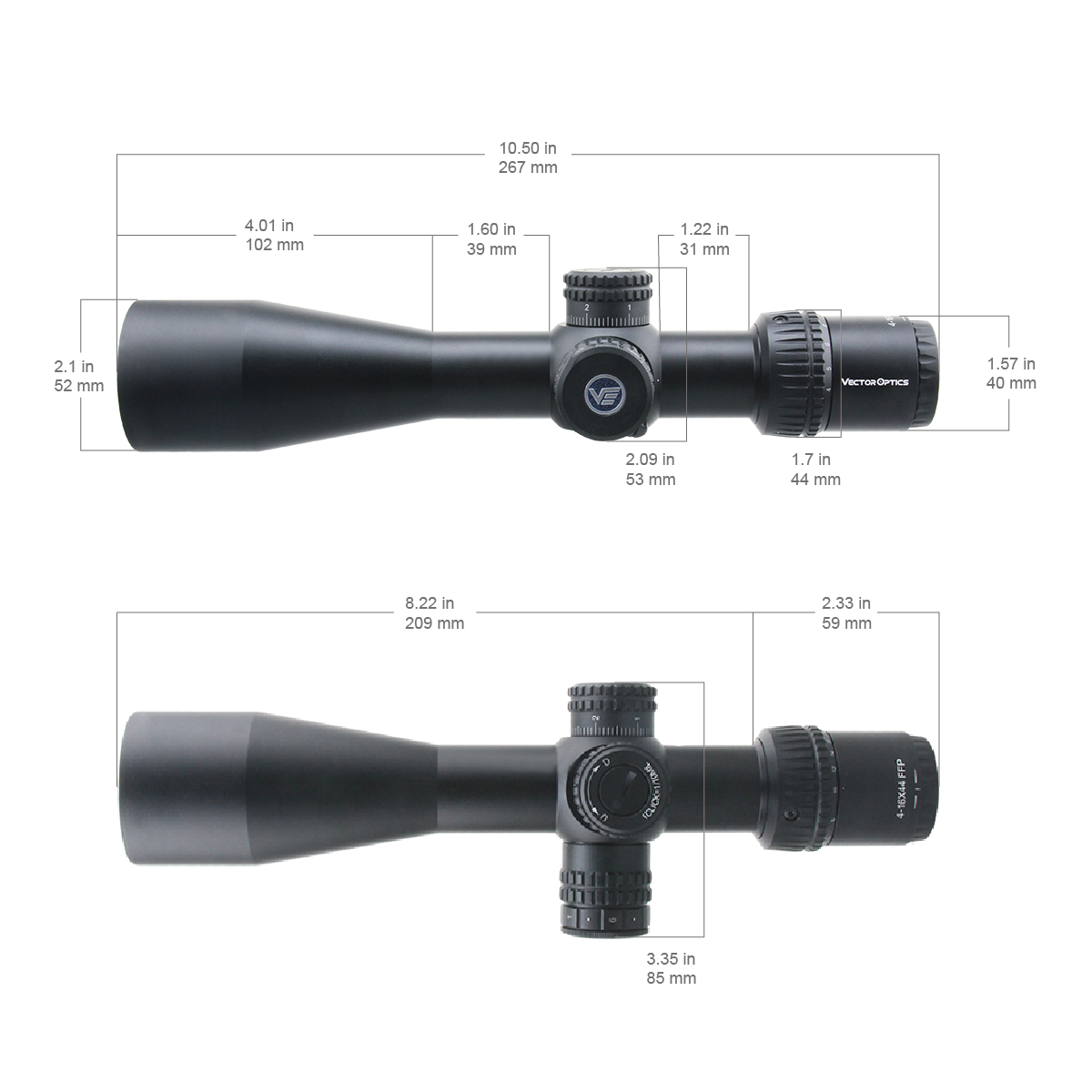 Vector Optics Veyron 4-16x44 IR Første Fokusplan Opplyst riflekikkert 