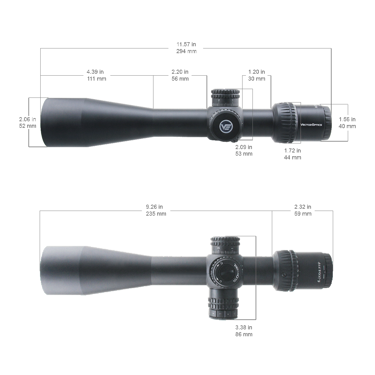 Vector Optics Veyron 6-24x44 IR Første Brennvidde Opplyst riflekikkert 