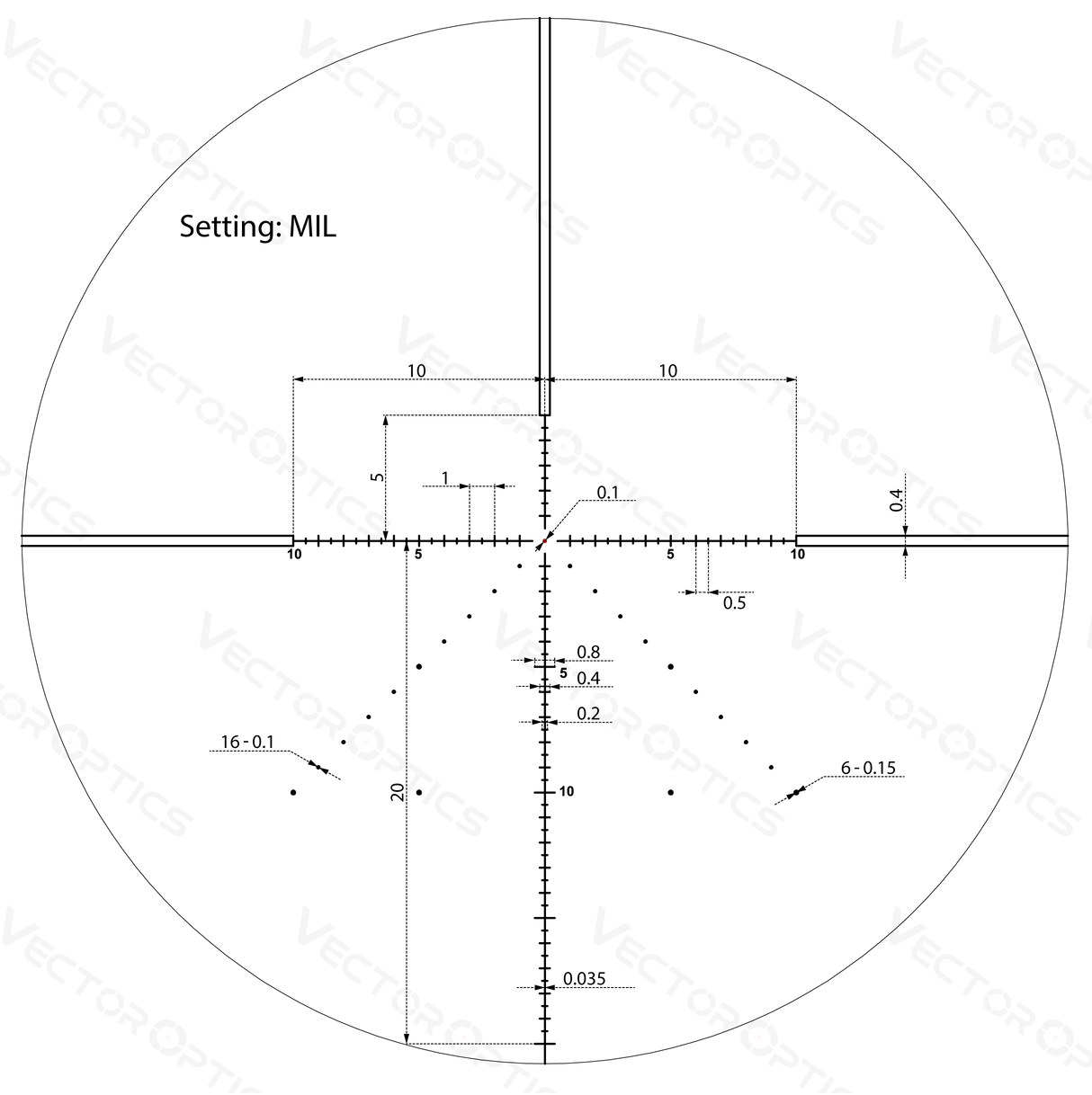 Vector Optics Veyron 4-16x44 IR Første Fokusplan Opplyst riflekikkert 