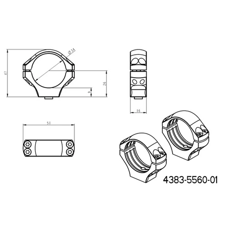 34mm montasjeringer | lang Picatinny QD taktisk base 