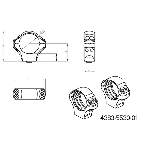 30mm montasjeringer | lang Picatinny QD taktisk base 