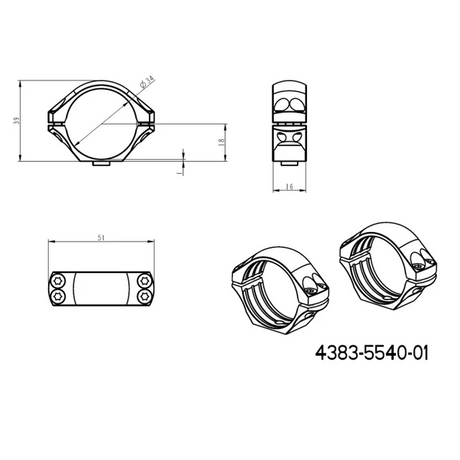 34mm montasjeringer | lang Picatinny QD taktisk base 