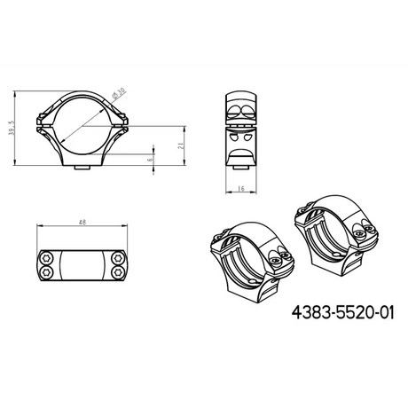 30mm montasjeringer | lang Picatinny QD taktisk base 