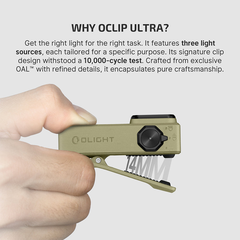 Olight Oclip Ultra | 3-i-1 clip-on EDC-lykt | 530 lm - Olive Green