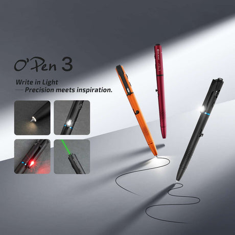 Olight O’Pen 3 | multifunksjonell pennelykt | 120 lm + grønn laser - Svart