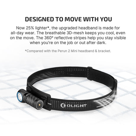 Perun 3 Mini | oppladbar hodelykt | 1 250 lm