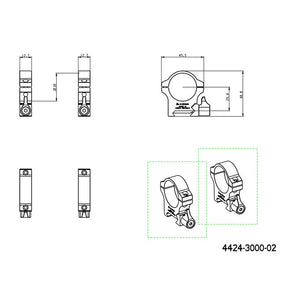 30mm kikkertsikteringer | Picatinny base med hendel - Medium